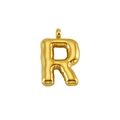 Puffy bubble letter R pendant in golden stainless steel on a white background - Letter R