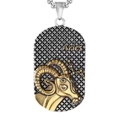 Vintage stainless steel Aries zodiac pendant in two-tone gold and silver finish - Aries
