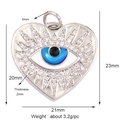 Silver heart pendant with blue evil eye enamel and zircons, size 21x23mm detail view - Silver Rhinestone Heart Style (K093023K2-WhiteGold)