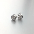 925 silver stud earrings for men featuring round black cubic zirconia in bezel setting - 5mm / Rhodium Plated White Zirconia