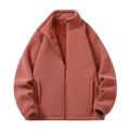 Giacca in pile terracotta con collo alto e calda fodera in peluche per inverno - M / Rosso Ruggine Donna