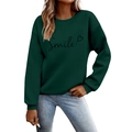 Felpa da donna verde scuro con stampa Smile e dettaglio a cuore stile casual chic - Verde Scuro