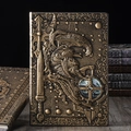 Libreta vintage con relieve de caballero 3D y cubierta de cuero PU bronce medieval - Bronce