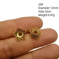 Perle intercalaire fleurie dorée de 12mm pour bijoux DIY avec design ajouré - Design Floral Creux (25#)