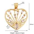 Gold-plated double heart pendant with marquise zircon and 20mm width dimensions - Marquise Combination Heart / Gold
