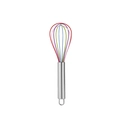 Manual multi-colored silicone whisk with stainless steel handle and hanging hook - 8 Inch / Colorful