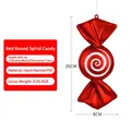 Red 20cm Christmas candy ornament with white spiral pattern and painted PVC finish - 20cm Red Round Spiral