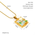 Collana con ciondolo a rosa retrò in acciaio inossidabile placcato oro 18k - Stile Rosa Cornice Finestra (ZX1955)