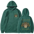 Dark green Alligator Alcatraz hoodie with front and back cartoon crocodile prints - Dark Green