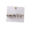 Silver zinc alloy hair clip with five linked hearts and hammered texture on white card - Silver Liquid Heart