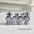 Set di 4 decorazioni natalizie a forma di caramella blu scuro con glitter argento - Caramella a Girandola Blu Foglia Set da 4