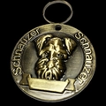 Antique bronze Schnauzer dog tag with detailed 3D relief and laser engraving space - Schnauzer