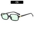 Retro rectangle sunglasses with black frame, light green lenses and gold metal hinge - Black Frame Green Lens