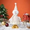 Poupée peluche bonhomme de neige de Noël avec bonnet à carreaux et bottes dorées - Style Bonhomme de Neige Doré 30CM