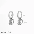 Boucles d'oreilles cœur en argent avec zircone et spécifications de taille de 10mm - Créoles Cœur Argentées (TE60193-S)