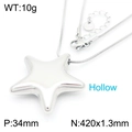 Collana con ciondolo a stella cava in acciaio inossidabile lucido argento - Stile Stella Cava Grande Argentata (KN286401-HM)