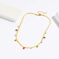 Exaggerated 18k gold snake chain necklace with colorful drop zirconia tassels - Colorful