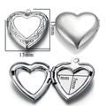 Silver stainless steel heart locket pendant with floral engraving, 13mm size - A38-Mini Heart