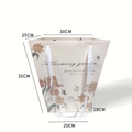 Floral gift bag with window and tulip prints for bouquets, 30x25x35 cm size - Trapezoid Love In Flower (Large) / Apricot