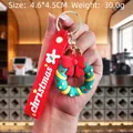 Portachiavi ghirlanda di Natale in PVC verde con cinturino in silicone rosso e chiusura oro - Ghirlanda di Natale-1