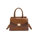 Brown crocodile embossed tote bag with gold hardware and adjustable crossbody strap - Brown