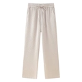 Chic cremeweiße plissierte Hose mit weitem Bein und Kordelzug am Bund für Damen - XS / Unterteile / Beige