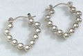 Chic silver beaded hoop earrings featuring irregular geometric balls with mirror finish - Silver Style K7-112