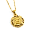 Golden titanium steel necklace with circular pendant featuring embossed letter S - Letter S