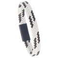 Geflochtenes Lederarmband in Weiß und Schwarz mit mattem schwarzem Magnetverschluss - Weiß