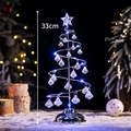 Sapin de Noël spiralé en métal argenté de 33cm avec des pendentifs en diamant acrylique - Blanc froid / Argenté