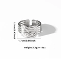 Detail showing dimensions of silver knot ring with 1.1cm height and 1.7cm diameter specs - TYR0336 / Silver Knot Styling