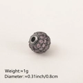 Dark grey metal spacer bead with purple cubic zirconia pavé for DIY jewelry - 8MM Light Purple Zirconia Gun Black Plated