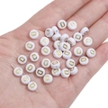 White acrylic round flat bead with gold letter D for DIY jewelry making and bracelets - Letter D