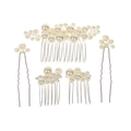 Set accessori capelli da sposa con perle barocche e pettini argentati stile retrò - Argento