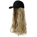 Long wavy blonde wig with integrated black baseball cap for a stylish casual look - Blonde Mix