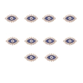 Set of 10 gold plated evil eye charms with blue enamel and crystal inlay for jewelry making - 4# Blue Oval Eye Connector