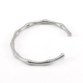 Bracciale rigido aperto in acciaio inossidabile argento con design a bambù - Color Acciaio