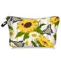 Détail de trousse de toilette avec imprimé tournesols et papillons et dragonne - Tournesol papillon grain de bois (06)