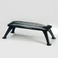 Minimalist black leather pedicure footstool with stable metal legs for nail salons - Classic Black (Sheet Metal Black Legs)