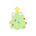 Épingle de grenouille de Noël en émail avec guirlandes et étoile de sapin de fête - Grenouille en forme de sapin de Noël