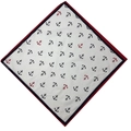 Pañuelo de algodón blanco con estampado de anclas y borde azul marino y rojo - 55*55CM / Blanco con Marco Marino Ancla Grande