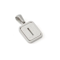 Silver rectangular stainless steel pendant with frosted finish and capital letter I - Letter I Style / Steel