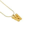 Lava texture letter W pendant necklace in 18k gold plated stainless steel snake chain - Letter W