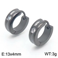 Pendientes de aro negros en acero inoxidable con circonita cúbica brillante incrustada - 13x4mm / Negro