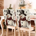 Christmas snowman chair covers with red plaid scarves and holiday tree background - YT03-12 (Plaid Scarf Snowman)