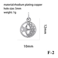 Star and moon cut-out pendant in rhodium-plated silver finish, 10mm width charm - Star and Moon/F-2