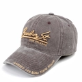 Vintage washed cotton baseball cap with Bourbon St. embroidery and side lettering detail - Coffee