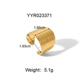 Macro view of gold irregular wide open ring with vertical ripple texture and size details - Wide Band Wave Texture (YYR023371)