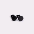 Minimalist black stainless steel circular stud earrings with sleek polished finish - Black 8mm Pair