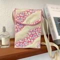 Mini bolso de punto para móvil con estampado de leopardo rosa y morado y correa ajustable - Cebra Beige